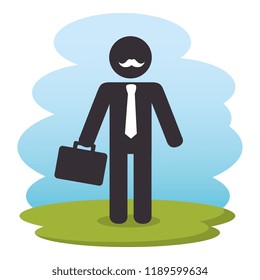 businessman with nportfolio silhouette