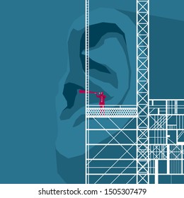 Businessman observing using a telescope. The background is blue. - Powered by Shutterstock - Get 15% off with code: PIKWIZARD15