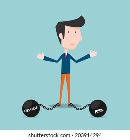 Businessman with obstacle and risk