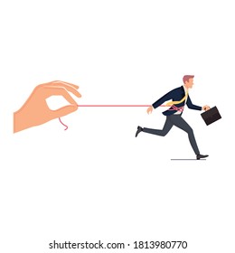 Businessman obstacle, struggle and controlled vector illustration