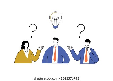 Businessman Offering Solutions for Questions Q and A, Advice, FAQ, Problem Solving, and Information Guidance Concept Art