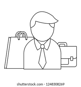 Businessman and office in black and white
