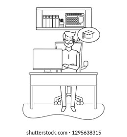 businessman at office cartoon