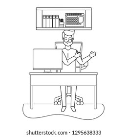 businessman at office cartoon