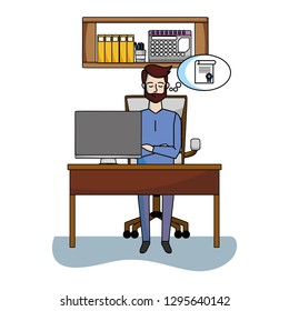 businessman at office cartoon