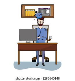 businessman at office cartoon