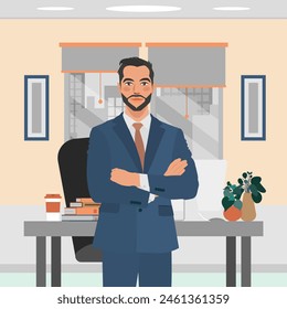 businessman in office confident illustration