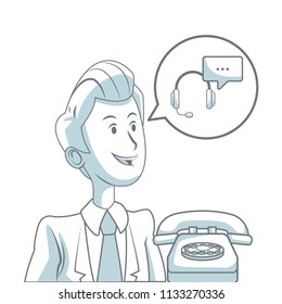 Businessman with office elements