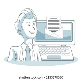Businessman with office elements