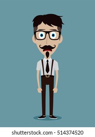 businessman office guy funny cartoon character vector illustration