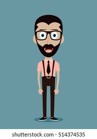 businessman office guy funny cartoon character vector illustration