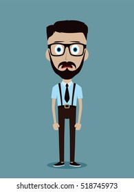 businessman office guy funny cartoon character vector illustration