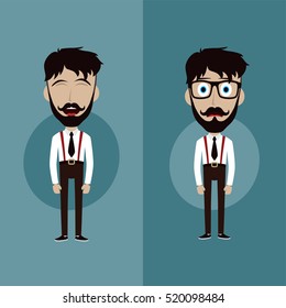 businessman office guy funny cartoon character vector illustration