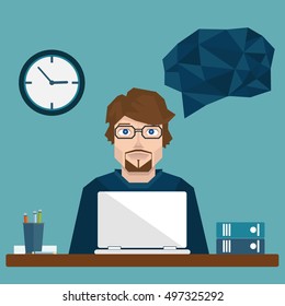 Businessman in office hard Working. vector