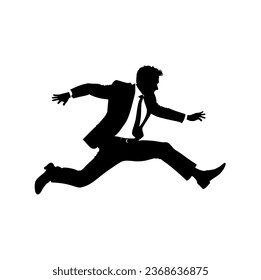 Businessman office manager jumping, businessman hurry go isolated on white background