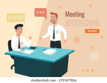 businessman in the office meeting to marketing strategy, vector illustration
