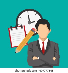 businessman with office related items 