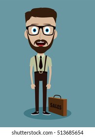 businessman office salesman guy funny cartoon character vector illustration