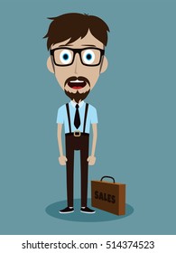 businessman office salesman guy funny cartoon character vector illustration