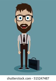 businessman office salesman guy funny cartoon character vector illustration