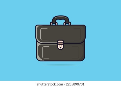 Businessman and Office Suitcase vector illustration. Business object icon concept. Education, learning, business, finance concept. Grey briefcase or schoolbag vector design on blue background.