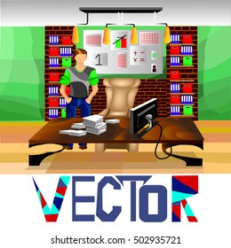 businessman in the office (vector)