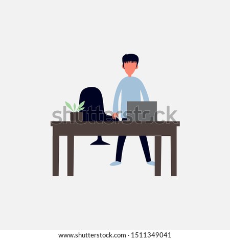 Businessman in the office. Vector flat cartoon design illustration isolated on white background.