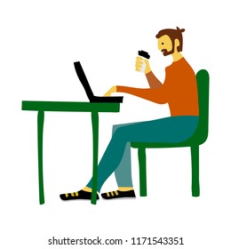 Businessman in office vector sketch for newspaper illustration website banner