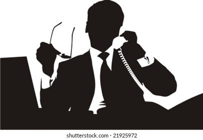 The businessman at office.  White background.