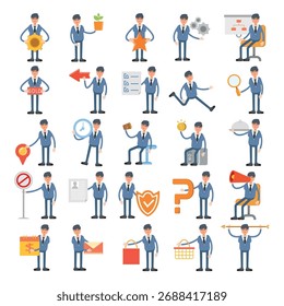 businessman or office worker characters in different poses set vector
