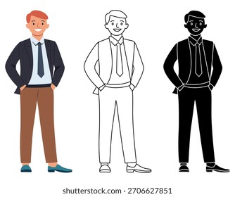 Businessman office worker isolated flat vector illustration