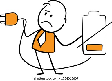 Businessman - Office worker manager exhausting and very tired.
Boy  hand drawn doodle line art cartoon design character - isolated vector illustration outline of man.

