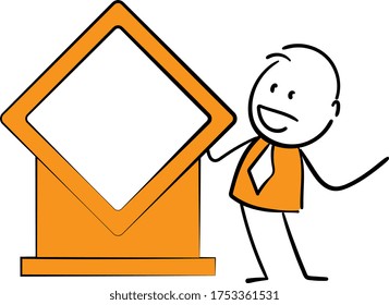 Businessman - Office worker manager and guidepost signage or signpost.
Boy hand drawn doodle line art cartoon design character - isolated vector illustration outline of woman.
