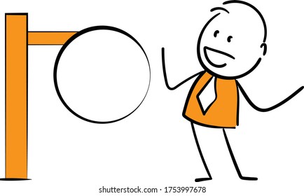 Businessman - Office worker manager with guidepost signage or signpost.
Boy hand drawn doodle line art cartoon design character - isolated vector illustration outline of man.
