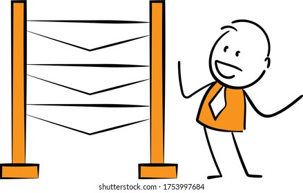 Businessman - Office worker manager with guidepost signage or signpost.
Boy hand drawn doodle line art cartoon design character - isolated vector illustration outline of man.
