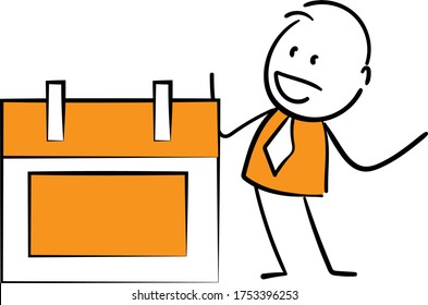 
Businessman - Office worker manager holding calendar,
Boy hand drawn doodle line art cartoon design character - isolated vector illustration outline of man.

