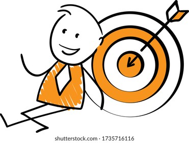 Businessman - Office worker manager sitting next to dart.
Boy hand drawn doodle line art cartoon design character - isolated vector illustration outline of man.