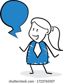 
Empresario - Gestor de trabajo de oficina con burbuja de habla.
Caricatura de diseño de caricaturas de dibujo manual - ilustración vectorial aislada de la mujer.
