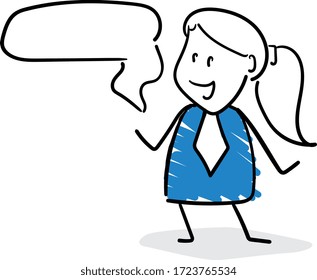 
Businessman - Office worker manager with speech bubble.
Girl hand drawn doodle line art cartoon design character - isolated vector illustration outline of woman.

