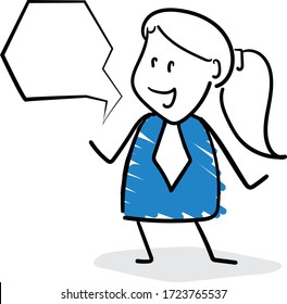 
Businessman - Office worker manager with speech bubble.
Girl hand drawn doodle line art cartoon design character - isolated vector illustration outline of woman.
