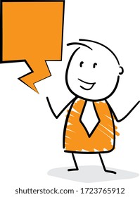 
Businessman - Office worker manager with speech bubble.
Boy hand drawn doodle line art cartoon design character - isolated vector illustration outline of man.
