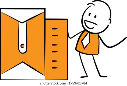 Businessman - Office worker manager standing next to mail and document.
Boy hand drawn doodle line art cartoon design character - isolated vector illustration outline of man.