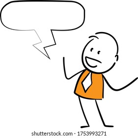 Businessman - Office worker manager talking with speech bubble.
Boy hand drawn doodle line art cartoon design character - isolated vector illustration outline of man.