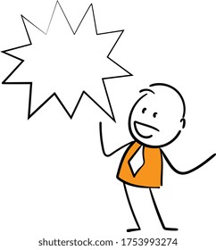 Businessman - Office worker manager talking with speech bubble.
Boy hand drawn doodle line art cartoon design character - isolated vector illustration outline of man.
