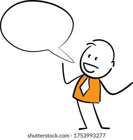Businessman - Office worker manager talking with speech bubble.
Boy hand drawn doodle line art cartoon design character - isolated vector illustration outline of man.