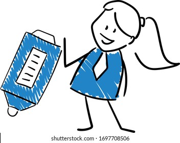 Businessman - Office worker manager writing with marker pen item.
Girl hand drawn doodle line art cartoon design character - isolated vector illustration outline of woman.
