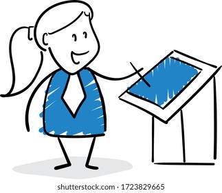 Businessman - Office worker manager writing on machine.
Girl hand drawn doodle line art cartoon design character - isolated vector illustration outline of woman.

