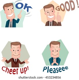 businessman or office worker pose in various characters expressing feeling and emotion in communication concept.vecter