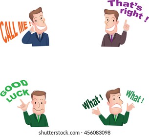 businessman or office worker pose in various characters expressing feeling and emotion in communication concept. vecter