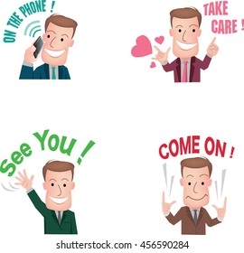 businessman or office worker pose in various characters expressing feeling and emotion in communication concept. vecter